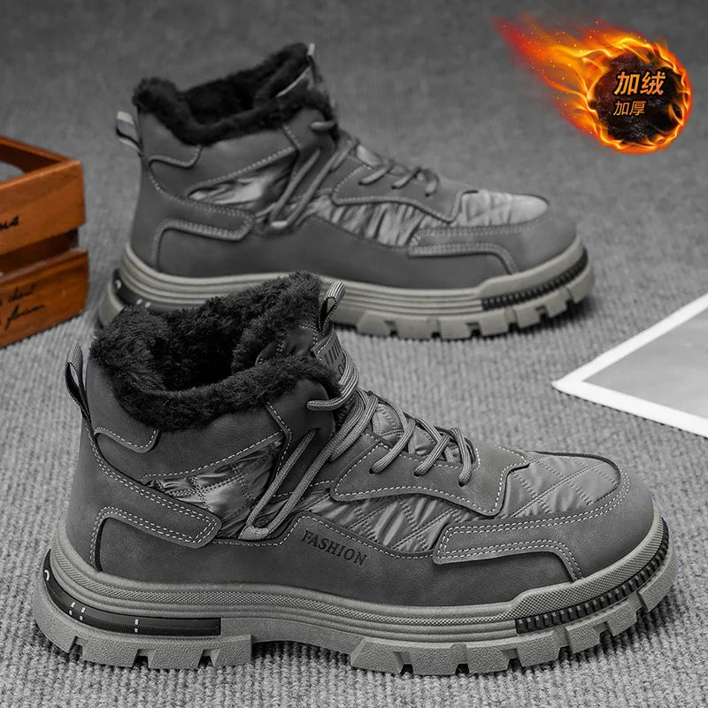 2025 New Winter Men's Platform Boots Outdoor Cold-proof Casual Hiking Boots Fashion Mens Non-slip Thickened Warm Cotton Shoes