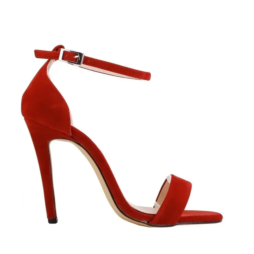 Women Sandals Summer Classic Open Toe Ankle Strap Stilettos Heel Elegant Wedding Party Dress Shoes 11cm High Heels Sexy Pumps