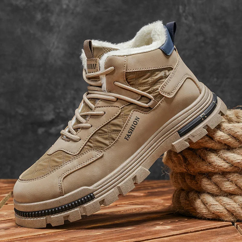 2025 New Winter Men's Platform Boots Outdoor Cold-proof Casual Hiking Boots Fashion Mens Non-slip Thickened Warm Cotton Shoes